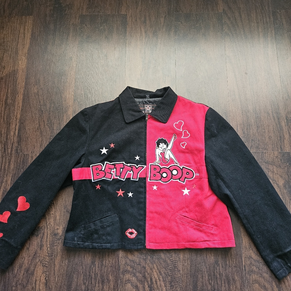 Vintage Betty Boop Jacket Jh Design Black And Red Youth XXL 90s woman's small